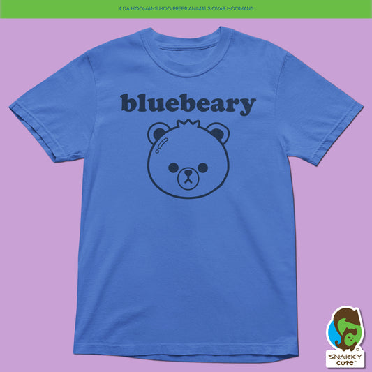 Blueberry Bear Fruit Stand T-Shirt – Comfort Colors Mystic Blue Tee with Front & Back Print