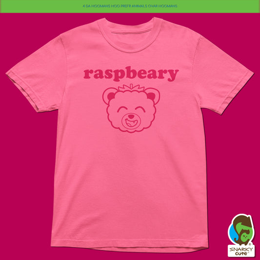 Raspberry Bear Fruit Stand T-Shirt – Comfort Colors Crunchberry Tee with Front & Back Print