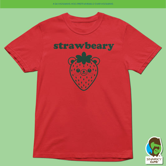 Strawberry Bear Fruit Stand T-Shirt – Comfort Colors Red Tee with Front & Back Print