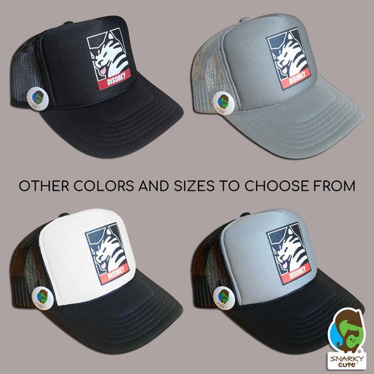 Disobey Cat Shepard Fairey Obey Parody Foam Trucker Snapback Hat