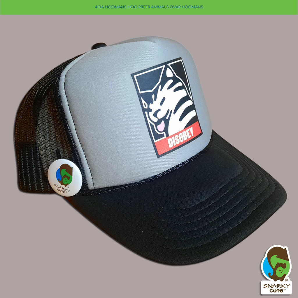 Disobey Cat Shepard Fairey Obey Parody Foam Trucker Snapback Hat